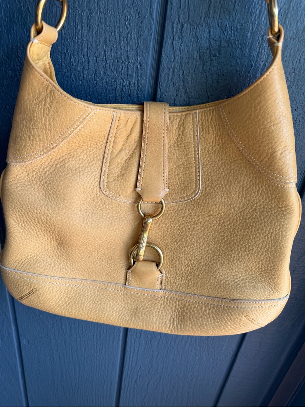 Coach Pebbled Leather Shoulder Bag in Tan
